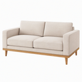 Canapé 2 places 170 x 85 x 83 cm en tissu beige avec base en bois style contemporain