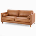 Canapé 2 places 180 cm en cuir marron style contemporain