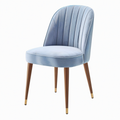Chaise de salle à manger 52 x 60 x 86 cm en velours bleu avec pieds en bois style contemporain