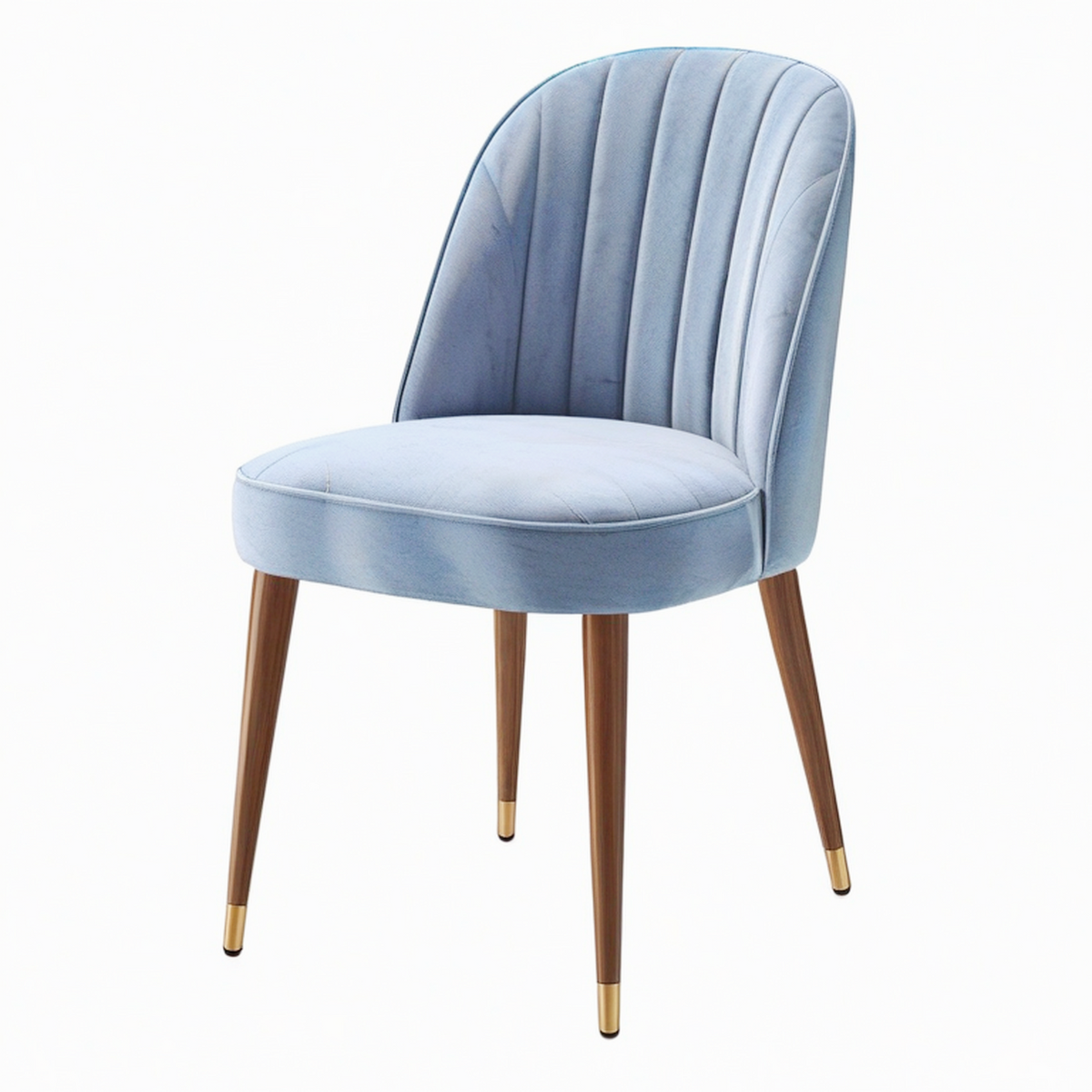 Chaise de salle à manger 52 x 60 x 86 cm en velours bleu avec pieds en bois style contemporain