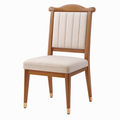 Chaise de salle à manger 50 x 58 x 95 cm en bois marron et tissu beige dossier à cannelures verticales