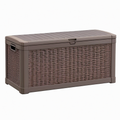 Coffre de rangement extérieur 120 x 55 x 60 cm en résine marron tressée avec couvercle