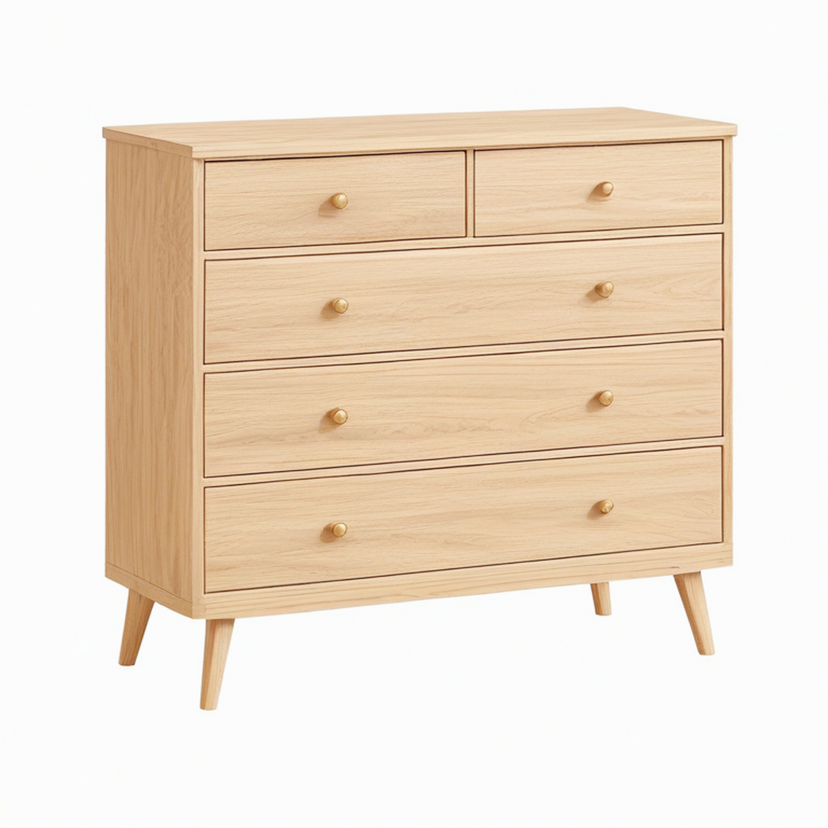 Commode 120 x 45 x 100 cm en bois chêne naturel à 6 tiroirs style scandinave