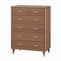 Commode 100 x 45 x 130 cm aspect noyer à 6 tiroirs style moderne
