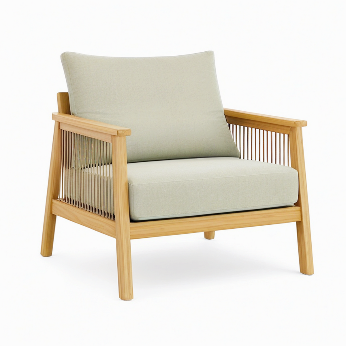 Fauteuil 78 x 82 x 86 cm en bois naturel vert sauge style contemporain