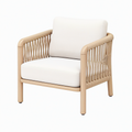 Fauteuil 75 x 78 x 84 cm en bois naturel et cordage beige avec coussins style contemporain