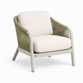 Fauteuil de jardin 70 x 75 x 78 cm métal et corde vert kaki style contemporain