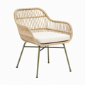 Fauteuil de jardin 75 x 68 x 82 cm en rotin synthétique beige avec pieds en métal vert style naturel