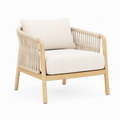 Fauteuil de jardin 75 x 80 x 78 cm bois beige tressé style bohème