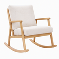 Fauteuil à bascule 68 x 90 x 98 cm en bois et tissu bouclette beige style scandinave
