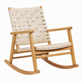 Fauteuil à bascule 65 x 90 x 100 cm en bois marron et corde tressée beige style naturel