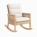 Fauteuil à bascule 72 x 94 x 102 cm en bois et fibres tressées beige naturel style bohème