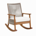 Fauteuil à bascule 70 x 95 x 100 cm en bois brun et corde grise style naturel