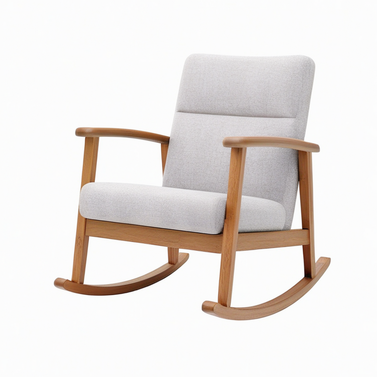 Fauteuil à bascule 68 x 95 x 100 cm en bois et tissu gris style scandinave